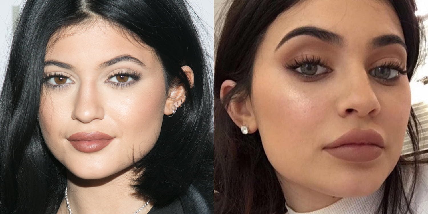 Kylie Jenner wearing grey coloured lenses