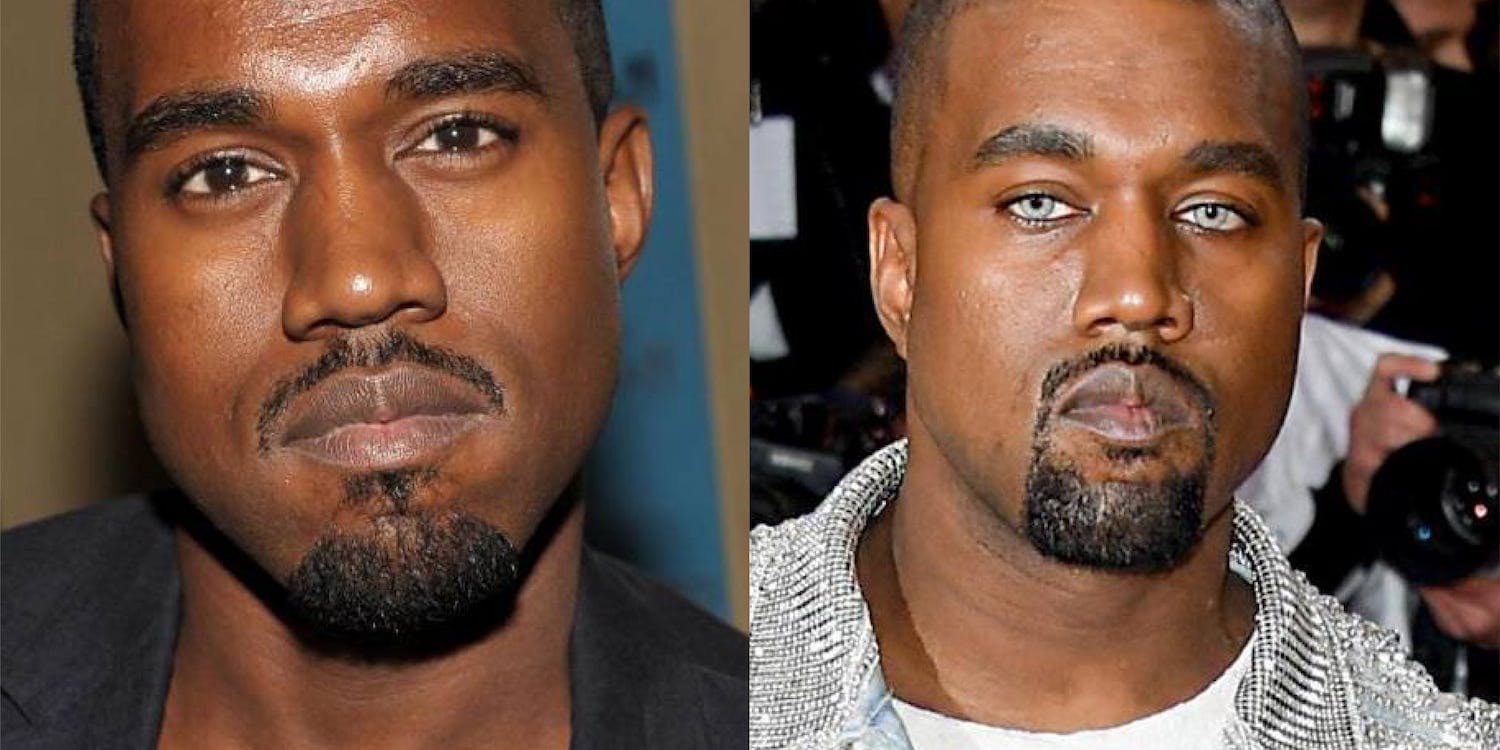 Kanye West wearing grey coloured lenses