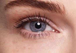 Blue eyes before wearing SWATI Bronze - Dark Brown Coloured lenses