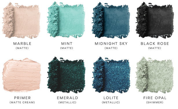 Different shades of pigments in the Azurite swatch