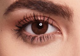 Brown eyes before wearing SWATI Honey - Hazel Brown Coloured lenses