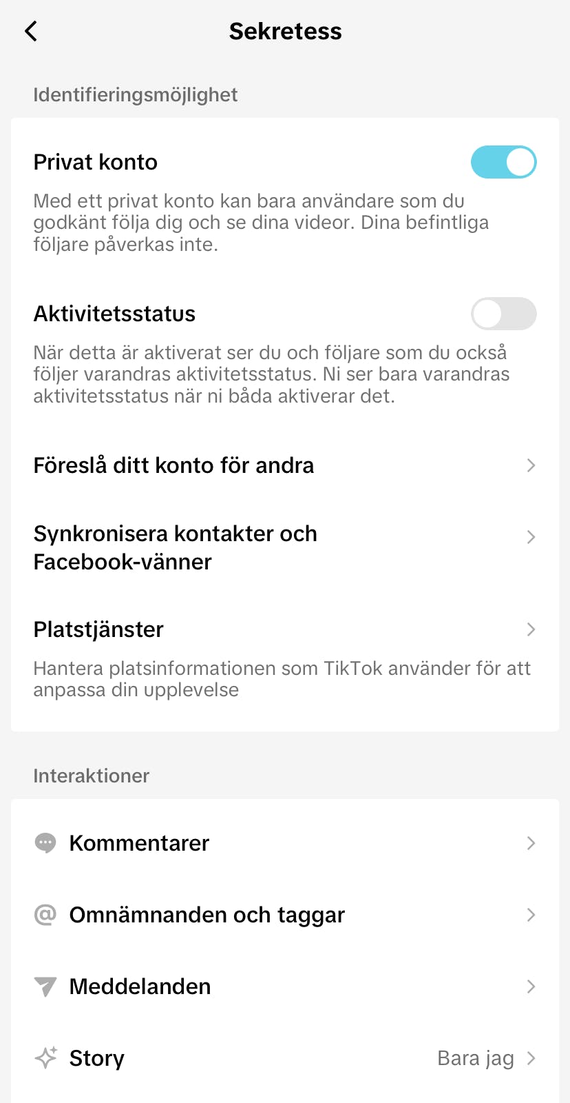 TikTok Ändra konto till privat 2
