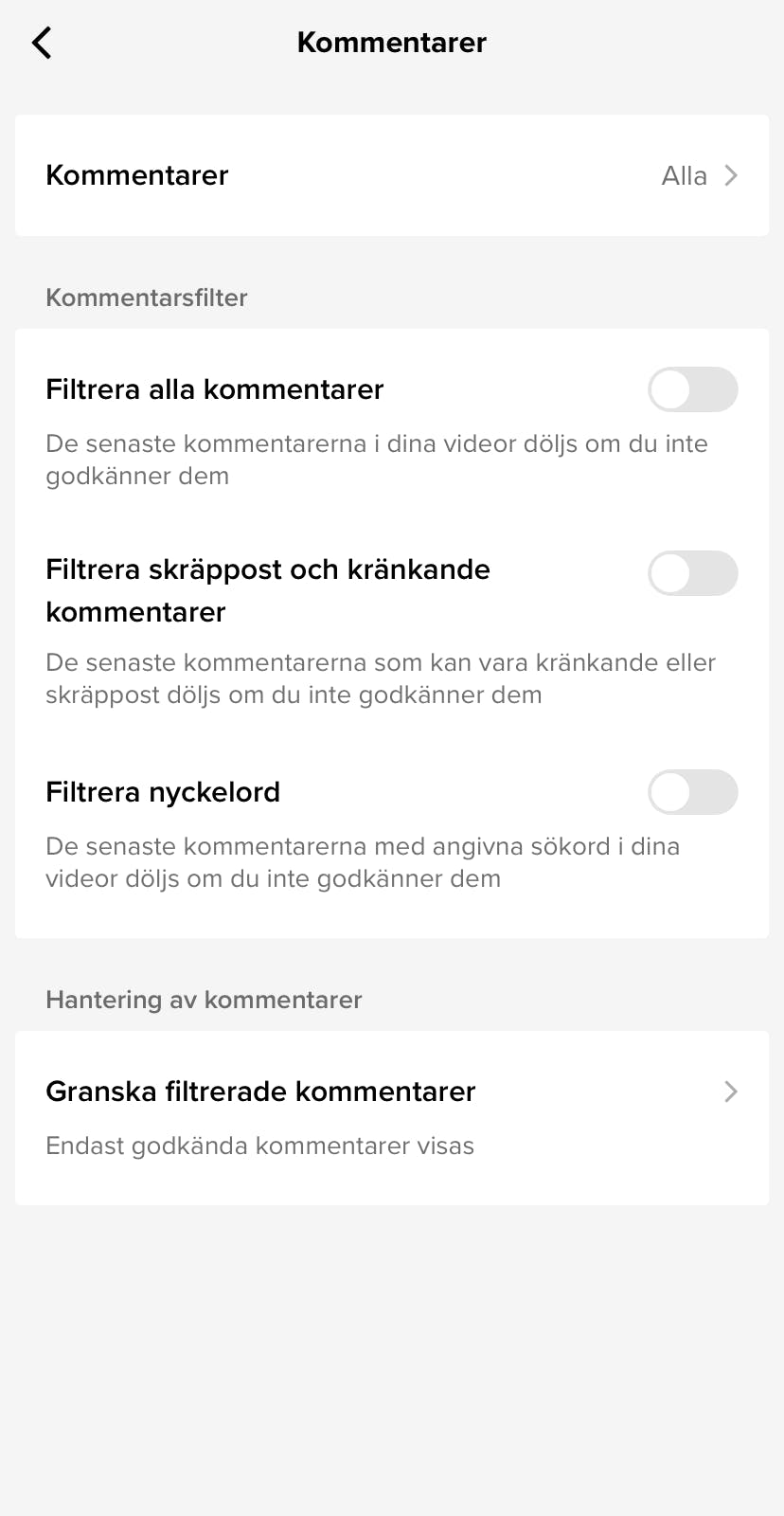 TikTok Hantera kommentarer 2