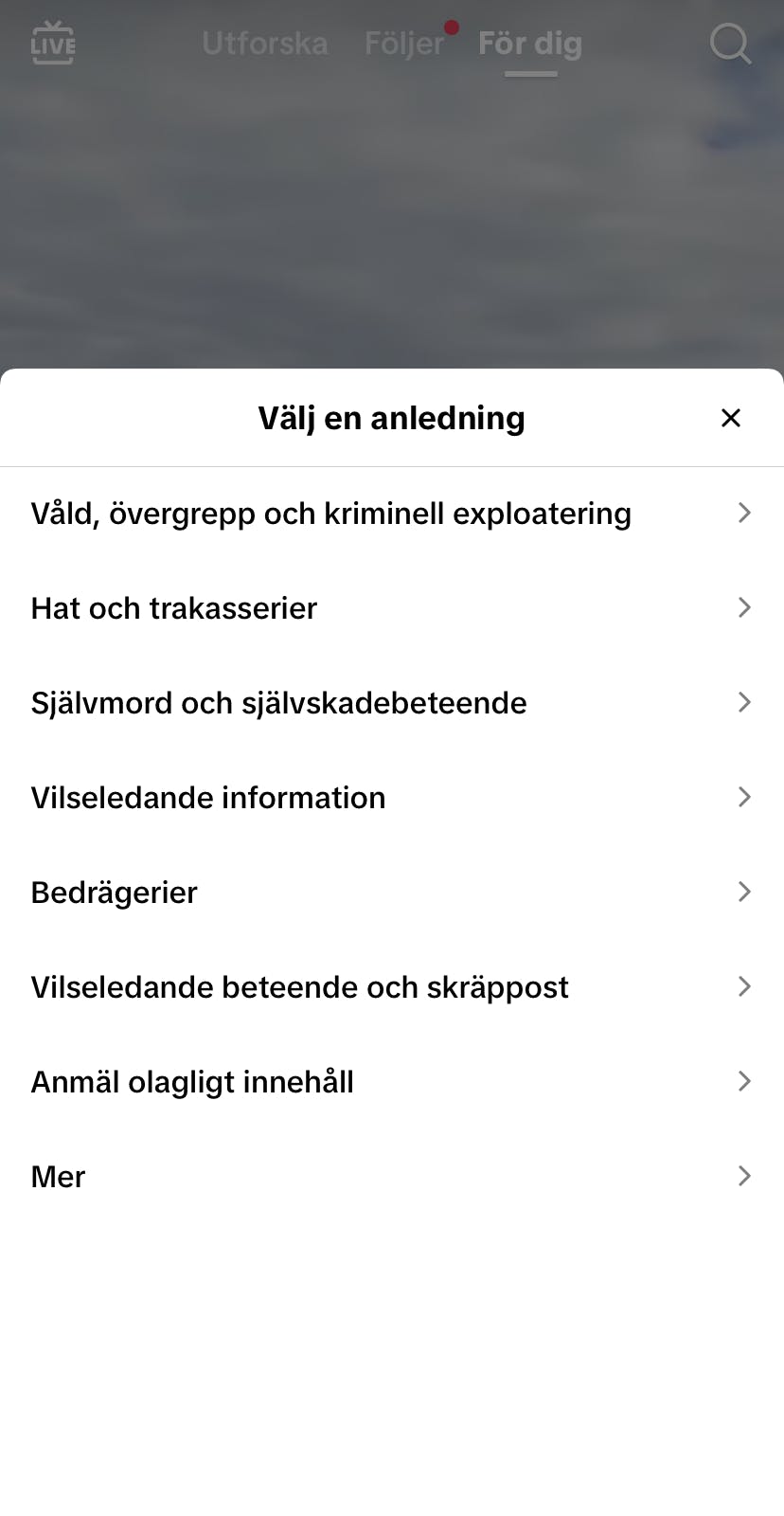 TikTok Anmälning av en kommentar 2
