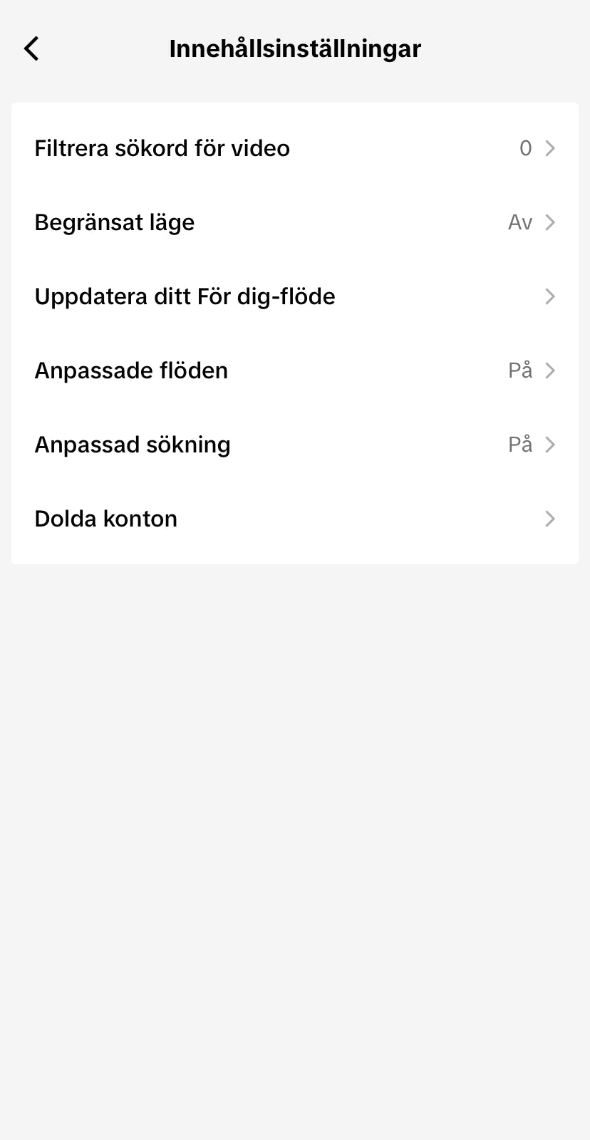 TikTok Begränsat läge1