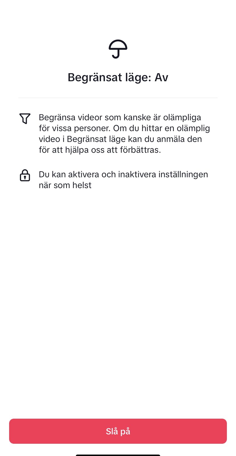 TikTok Begränsat läge 2