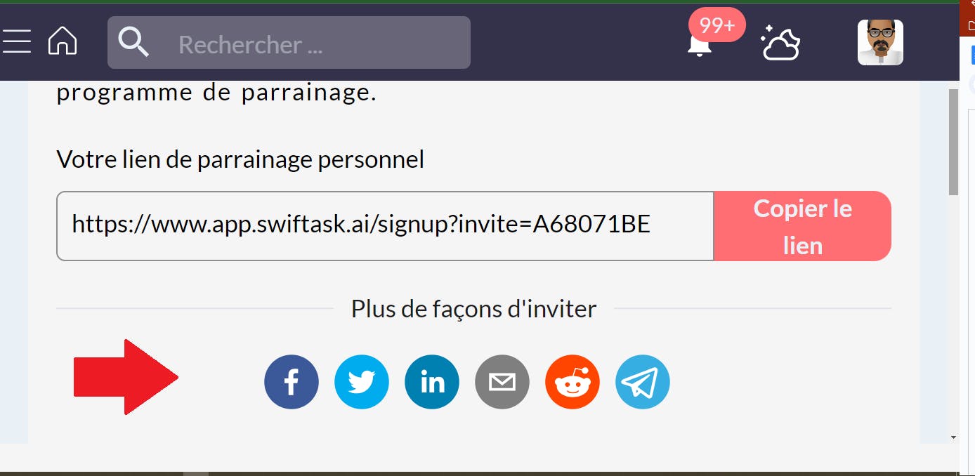 partage sur les réseaux