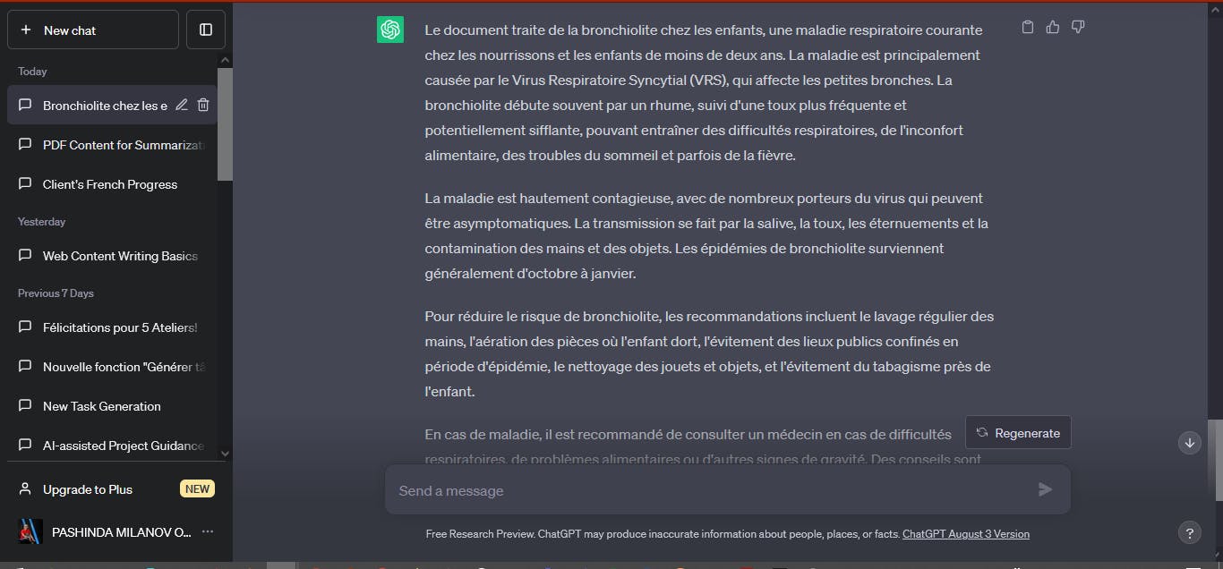 Exemple d'input de ChatGPT