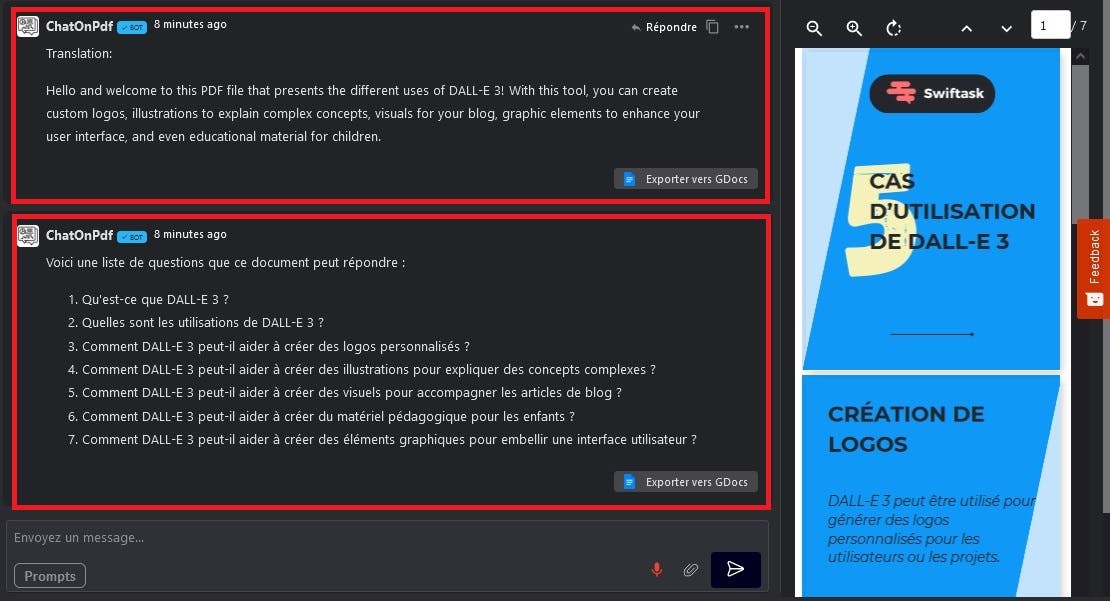 Résumé du contenu du PDF et les questionnaires