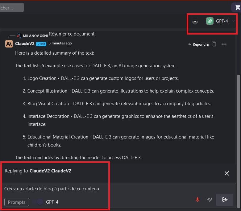 Ecrire le prompt et activer GPT-4