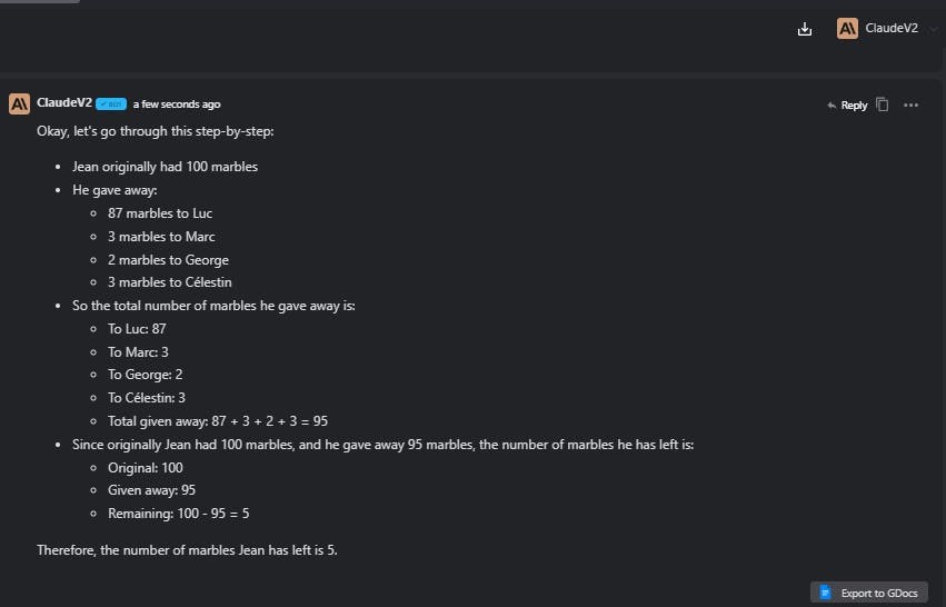 Response from Claude V2