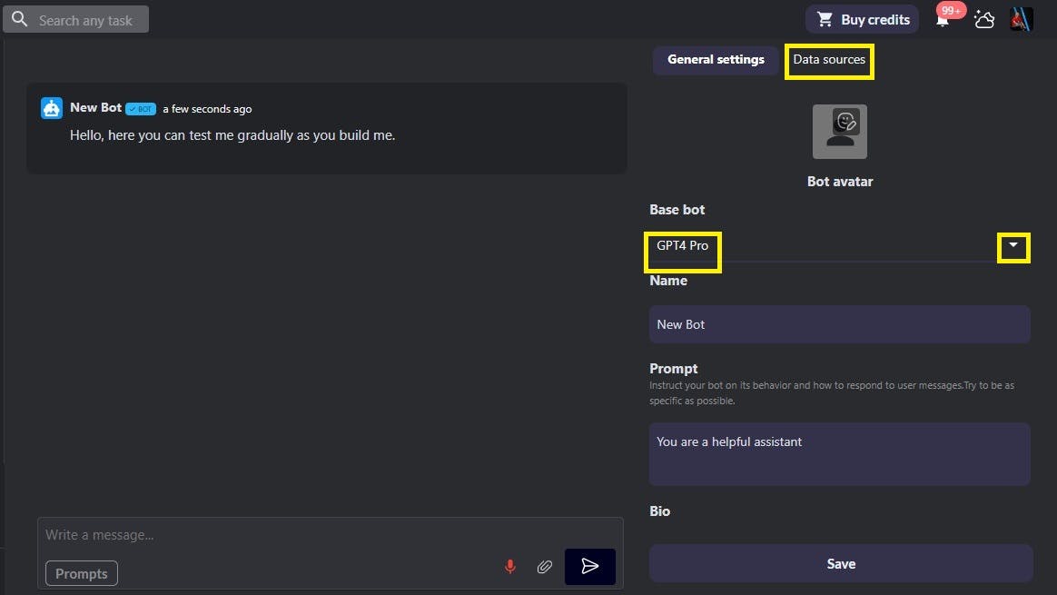 Custom Bot with file Data Source