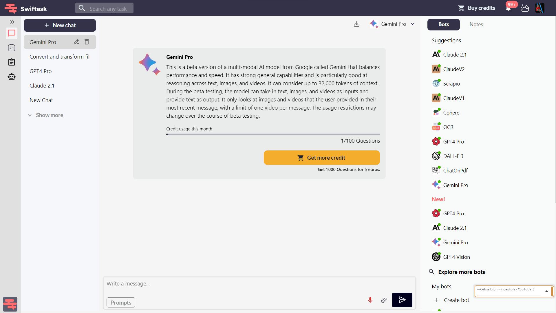 Gemini Pro on Swiftask