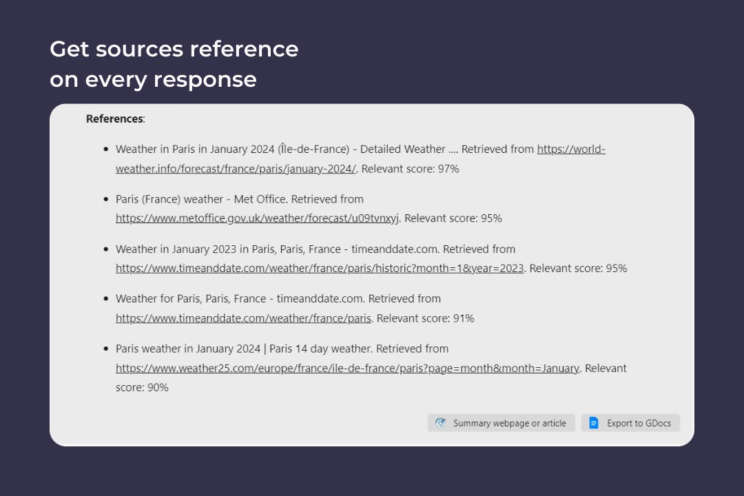 Get sources reference on every response