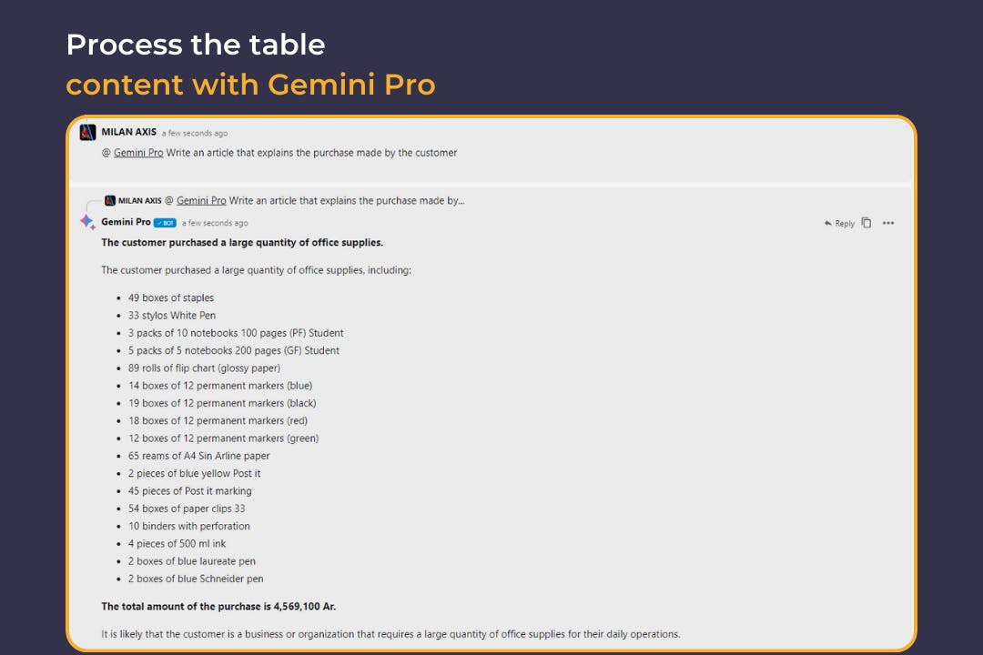 process the table content with Gemini Pro
