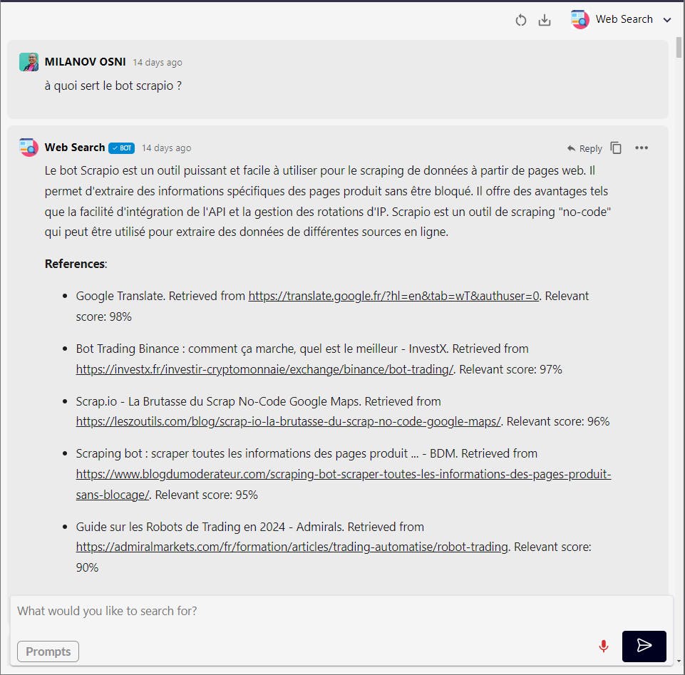 résultat Web Search