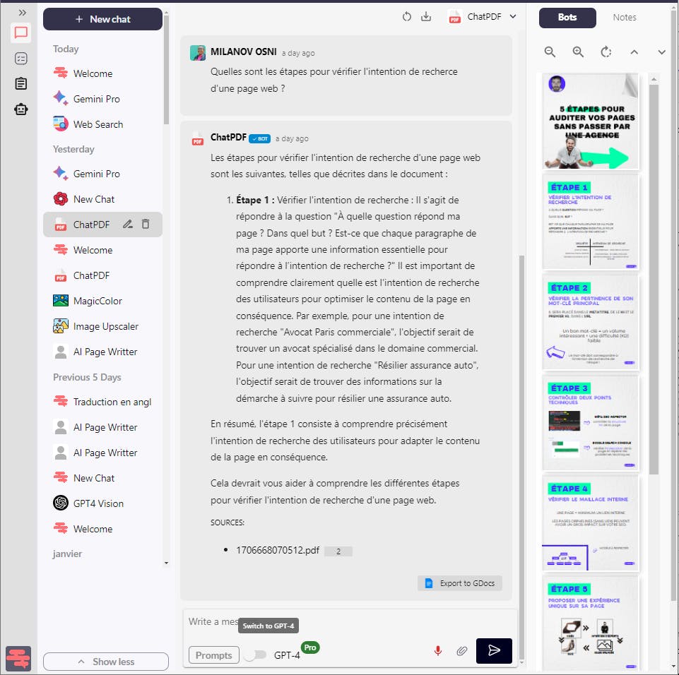 discuter avec le document