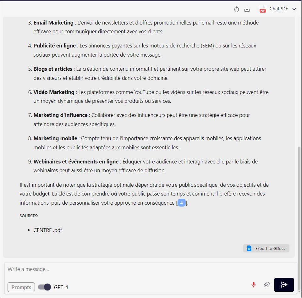 GPT-4 sur ChatOnPDF