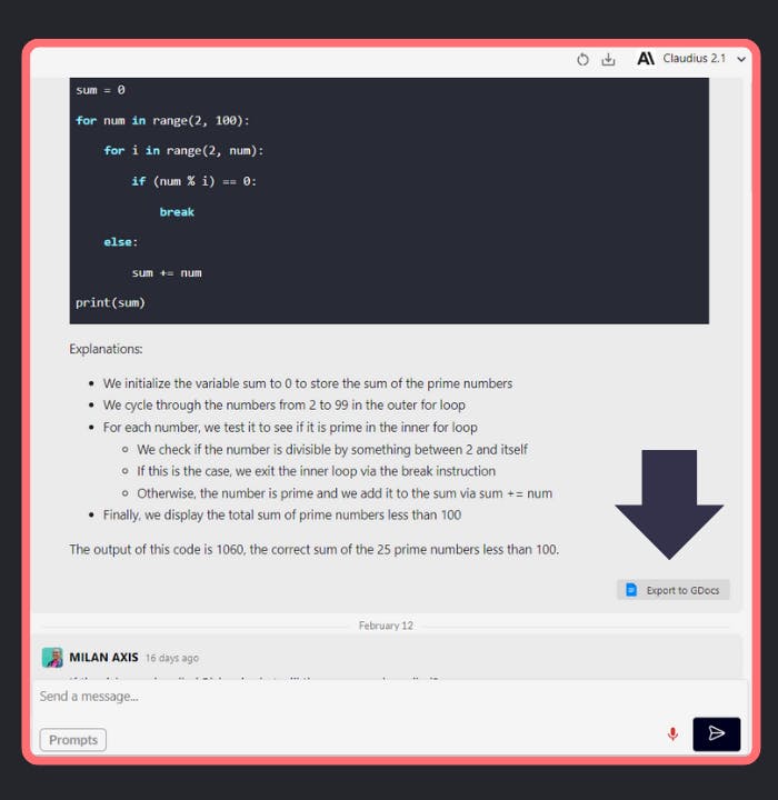 Click on Export to Gdocs