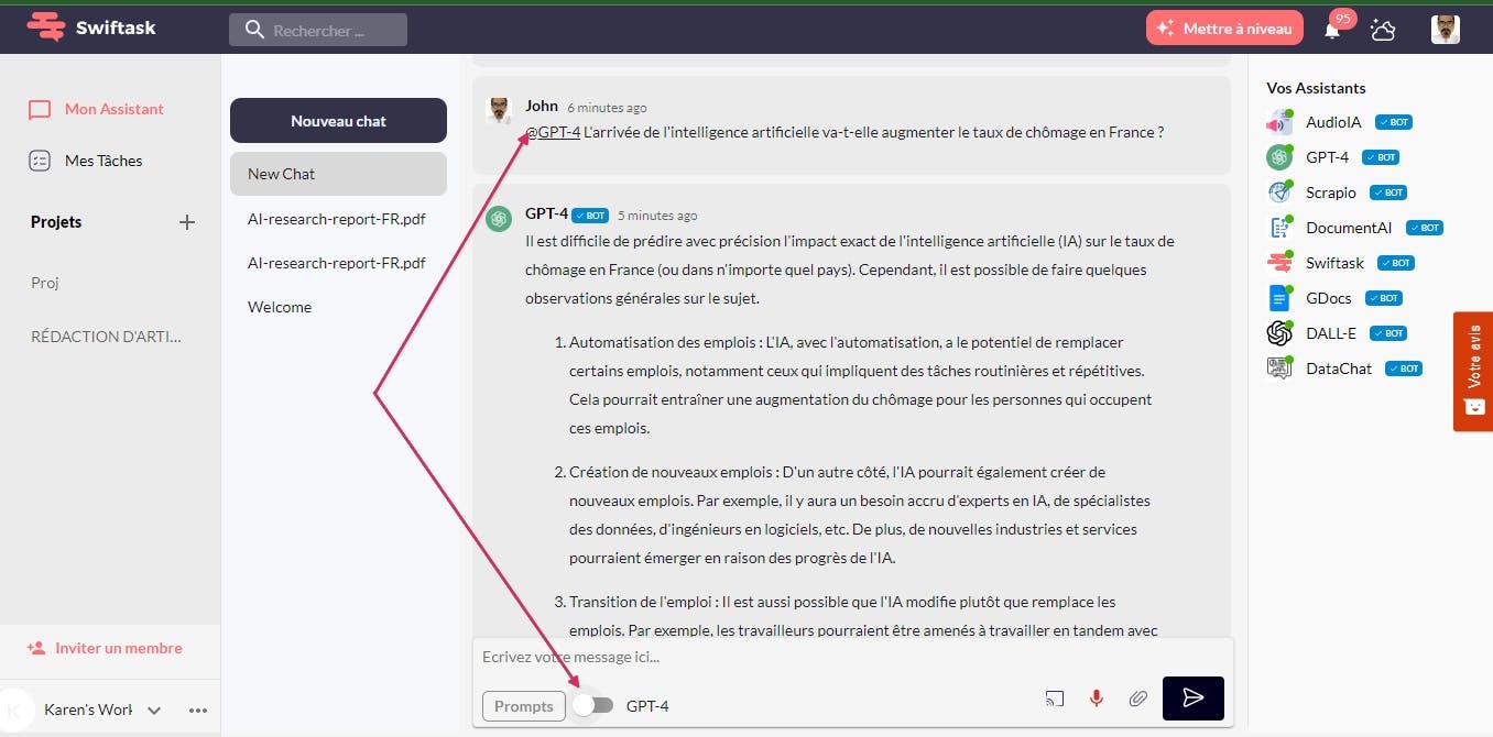 Overview of the way to activate GPT-4 in Swiftask App