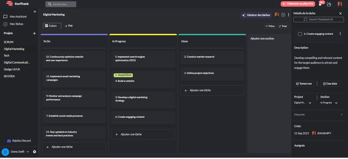 Task quick edit sidebar