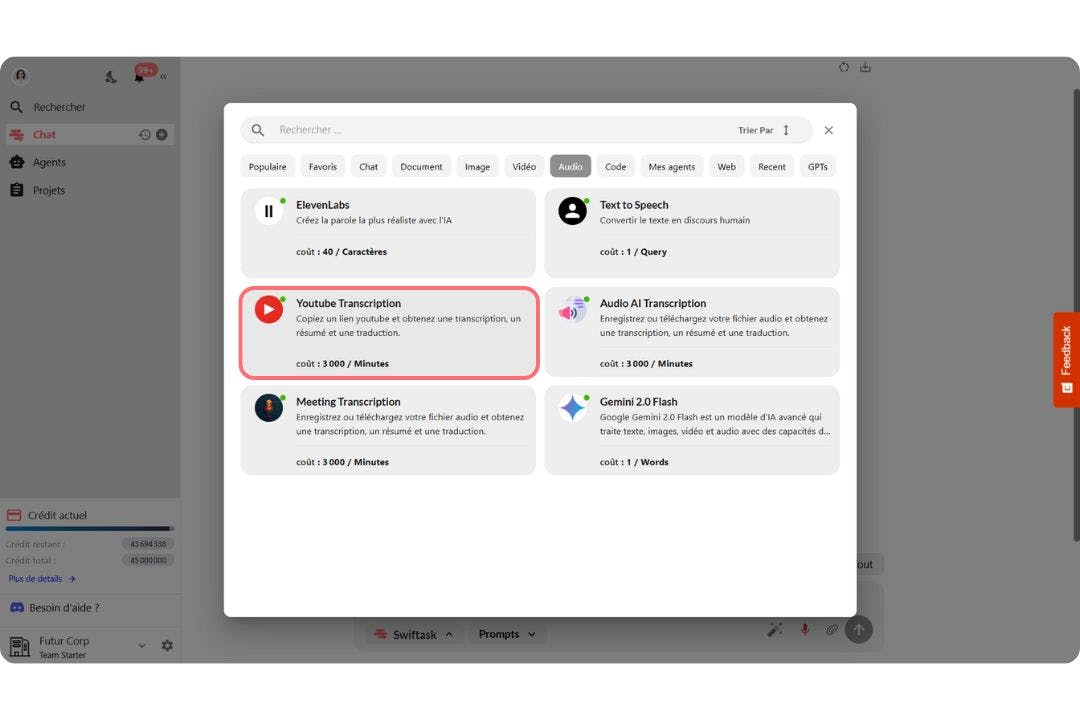 transcription youtube