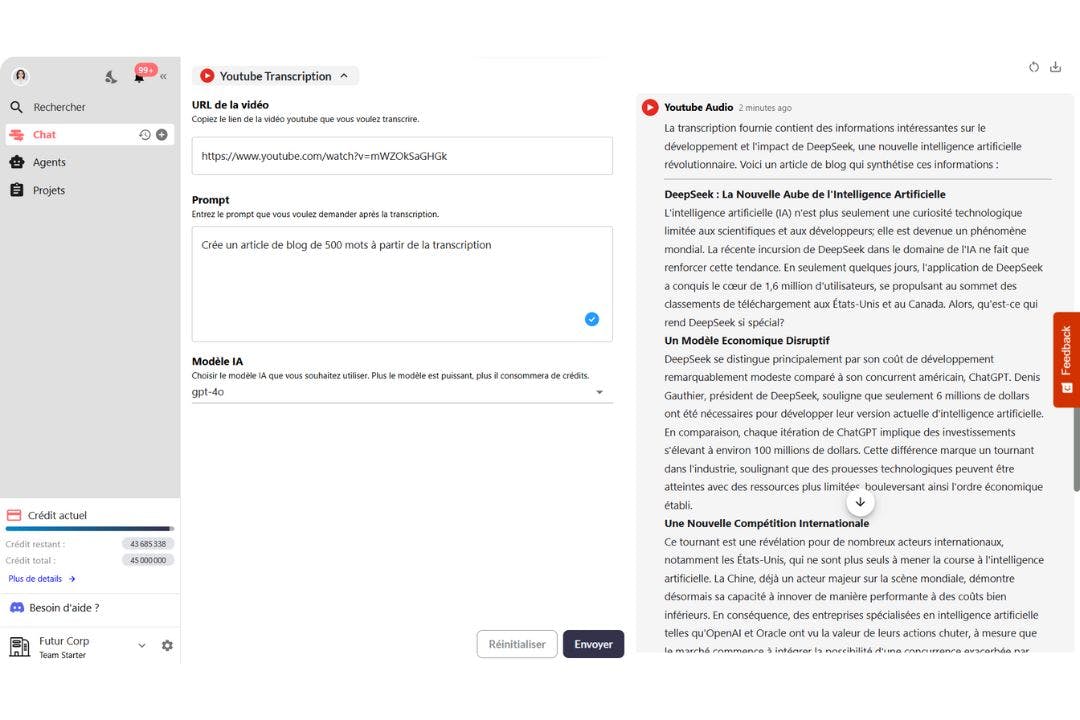 transcription youtube