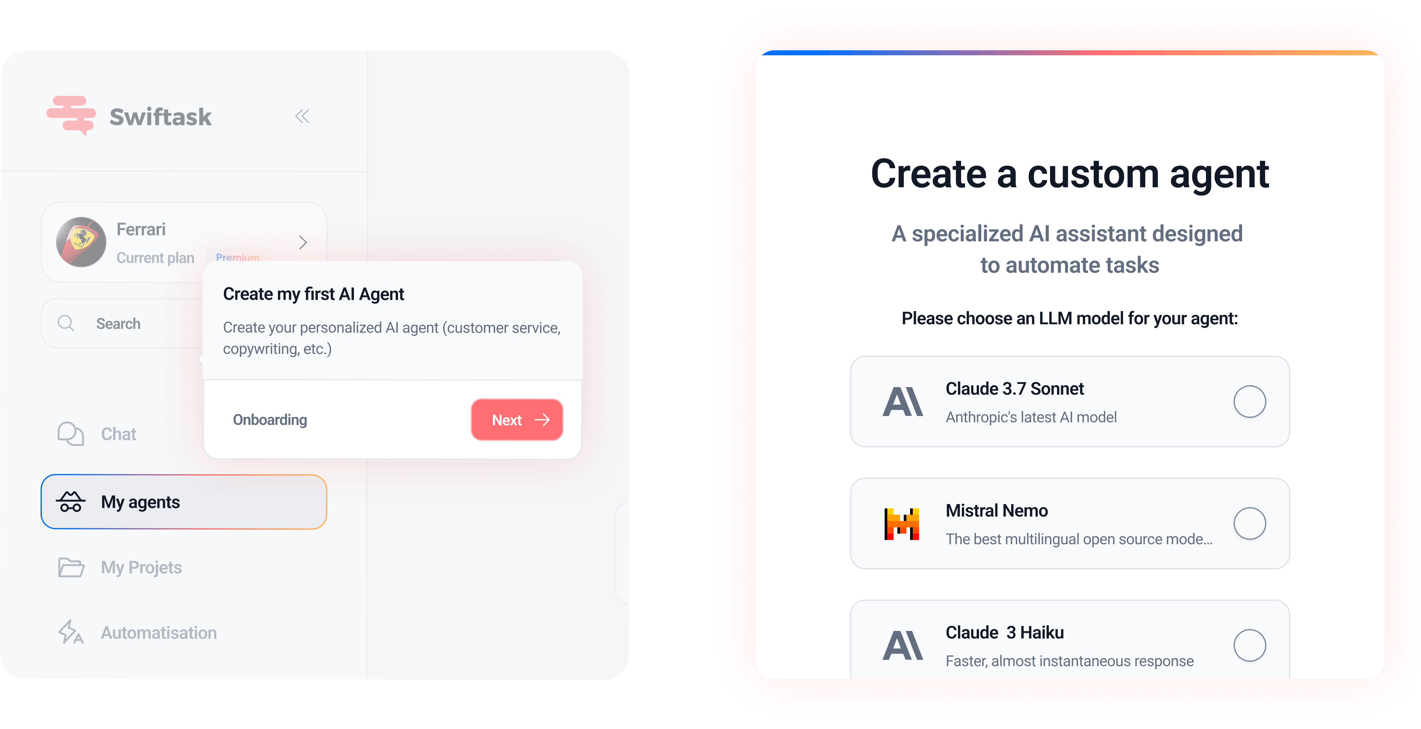 Swiftask interface