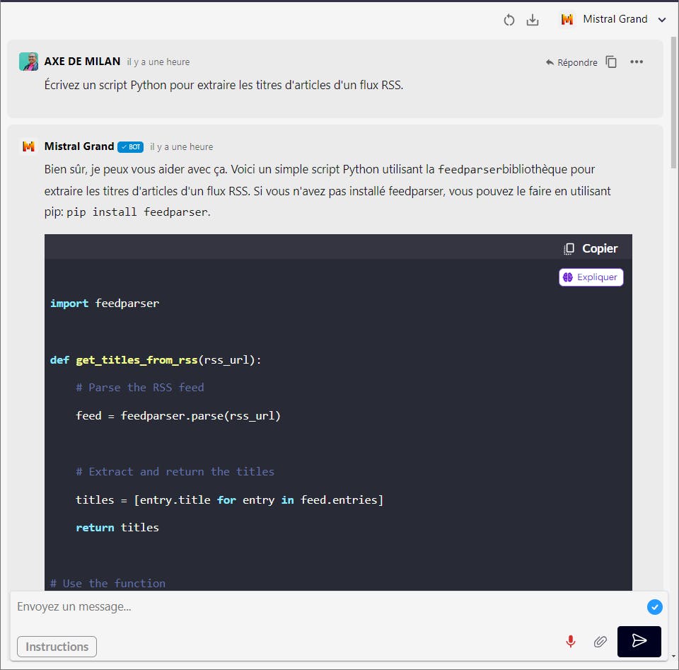 Mistral Large sur Swiftask