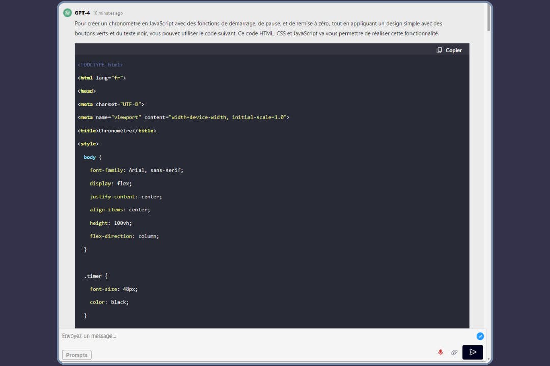 code généré par GPT-4