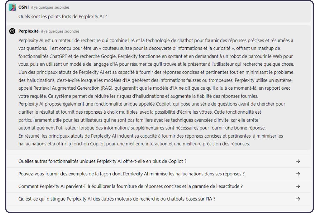 résultat avec perplexity