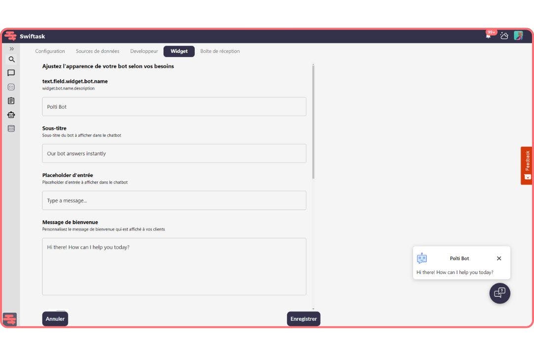configuration widget