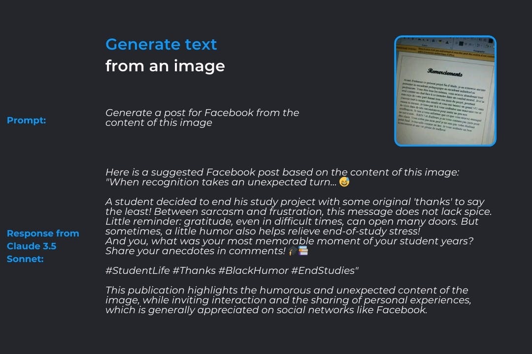 Generate texte from an image