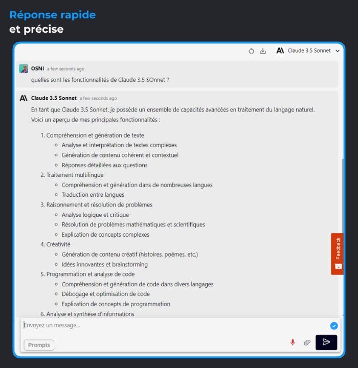 réponse rapide de claude 3.5 sonnet