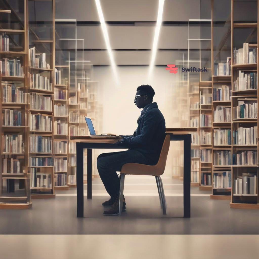Image of one person in a library