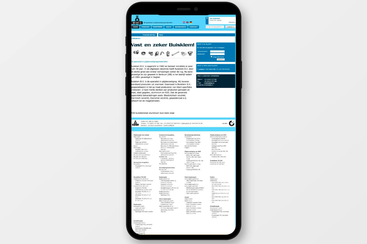 Mobile view of site