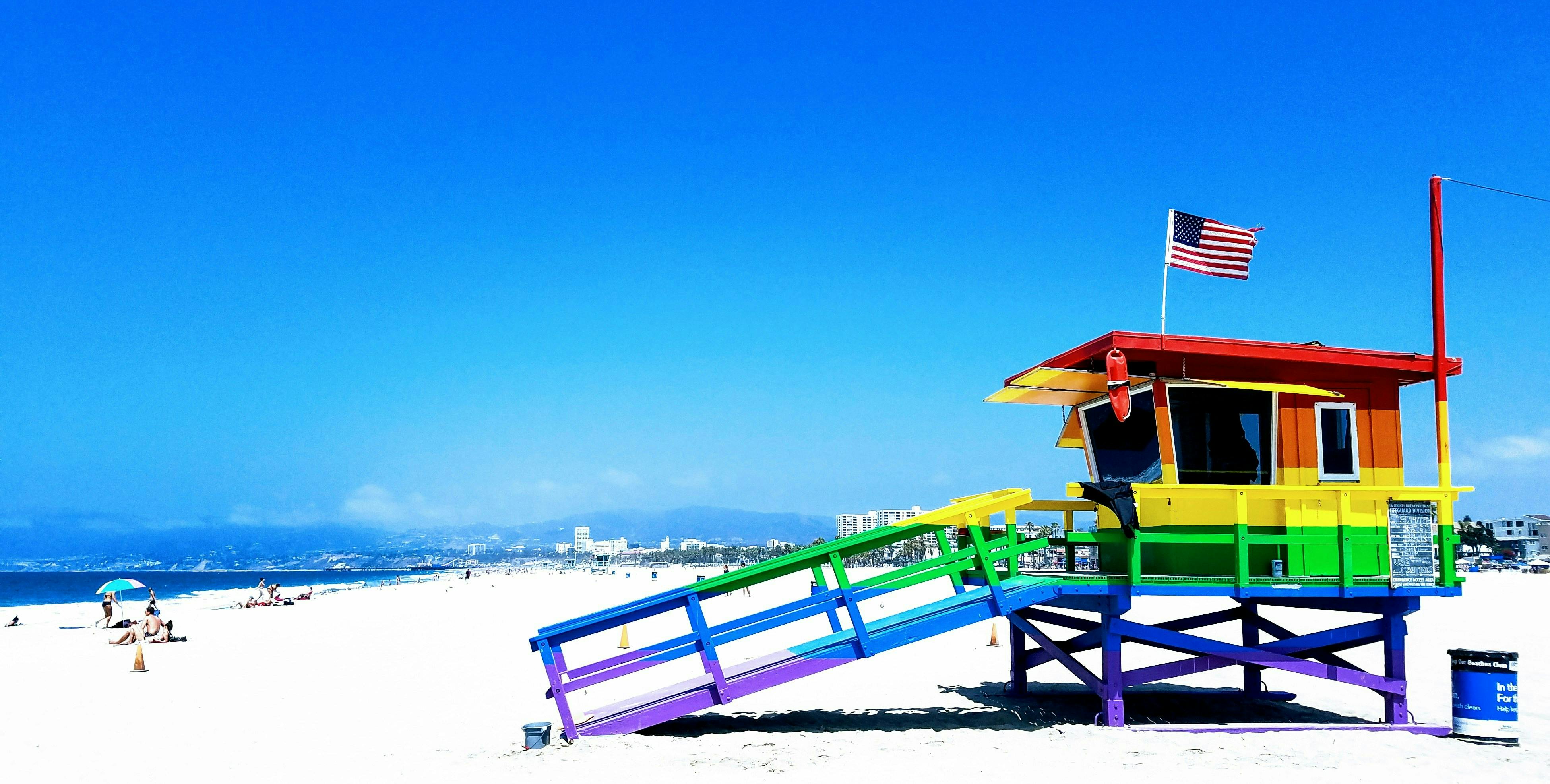 Colourful lifeguard beach station 