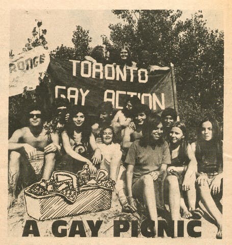Picture of beachgoers at Gay Picnic on Hanlan's Point Beach 1971