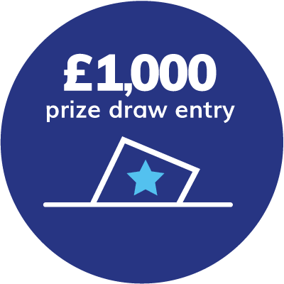 £1000 prize draw reward badge.