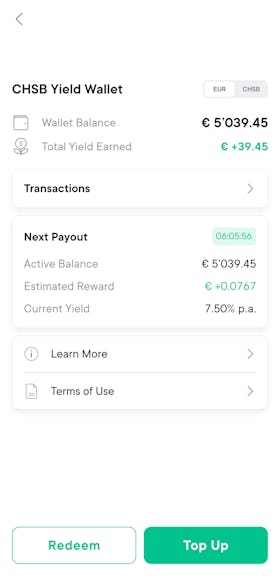 SwissBorg app chsb wallet pending
