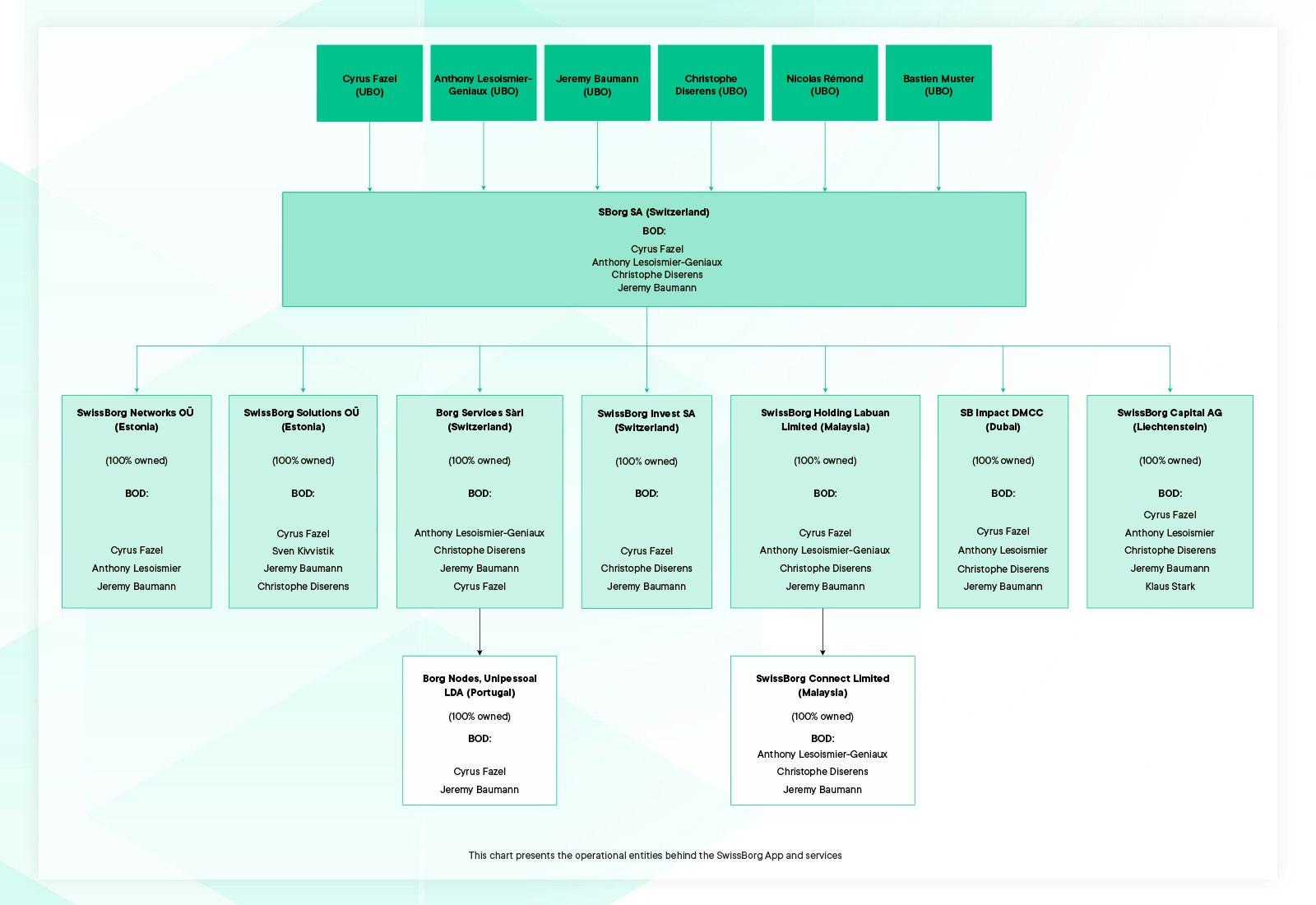 wissBorg’s Operational Entities Organisational Chart