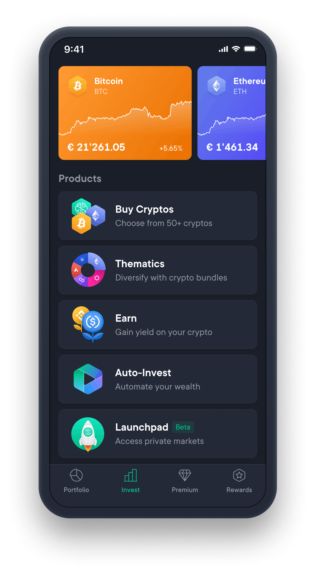 The new Invest screen