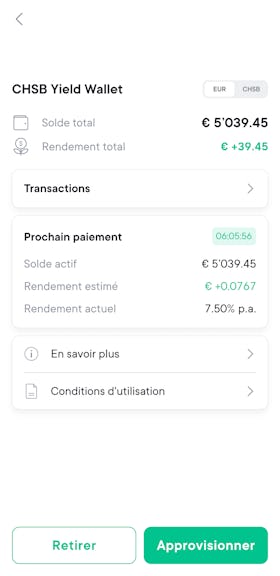 SwissBorg app chsb wallet pending