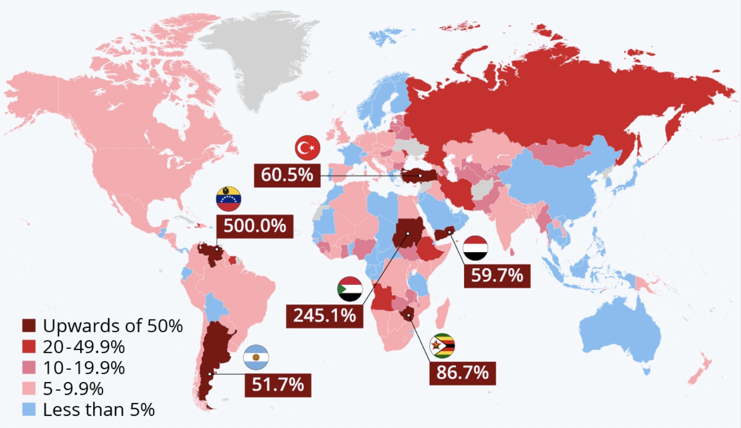 Projected Annual Inflation by end of 2022 - source: Statista