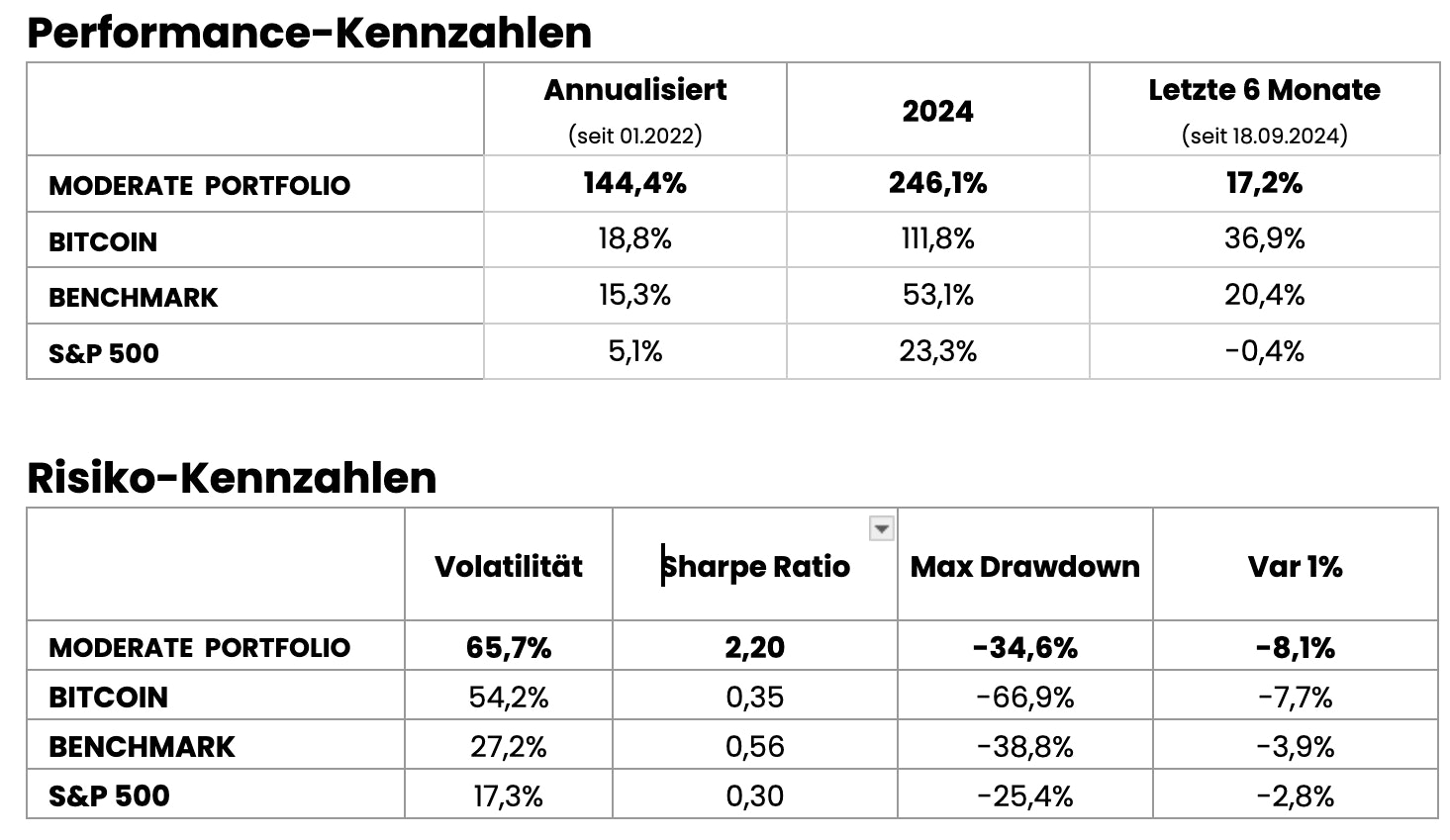Performance und Risiko Moderate Portfolio
