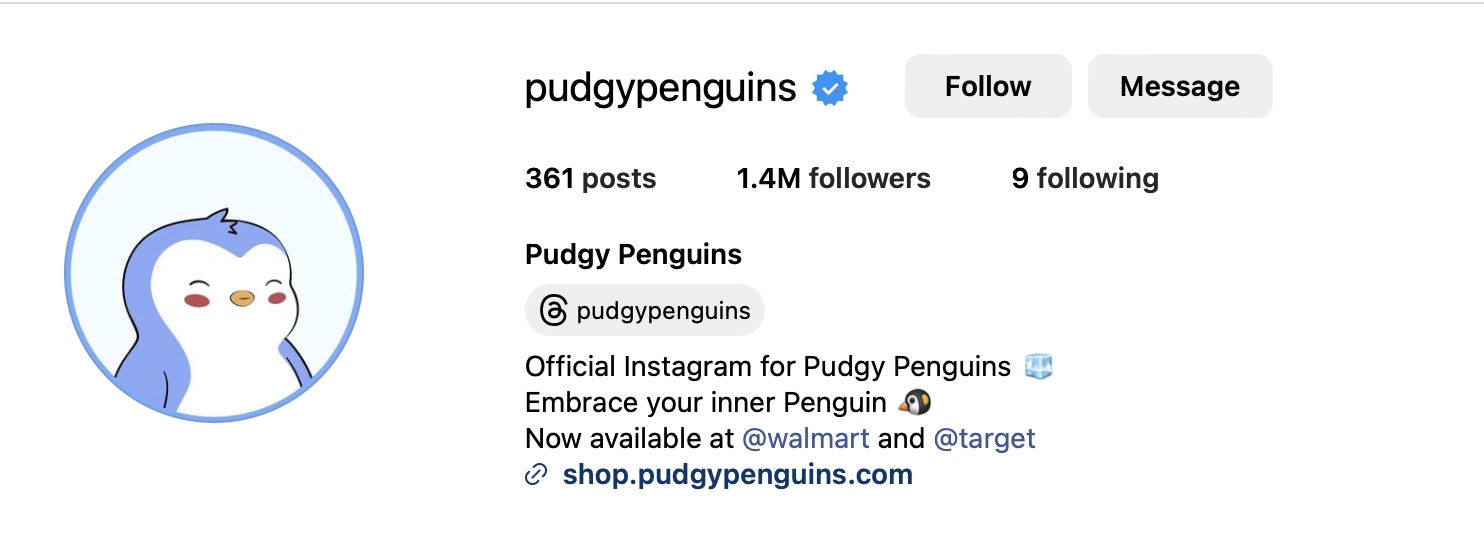 Pudgy Penguin on Instagram