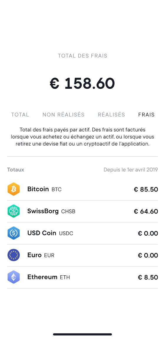 Portfolio fees screen