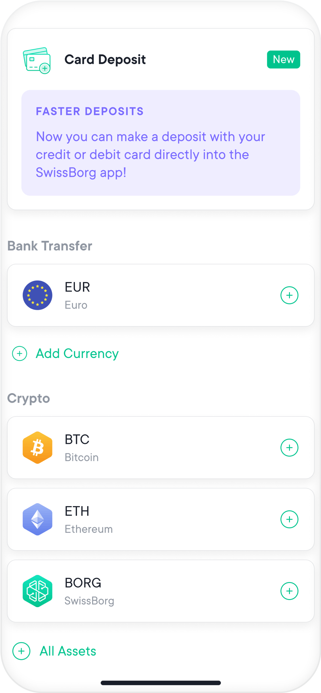 Card deposit app screen
