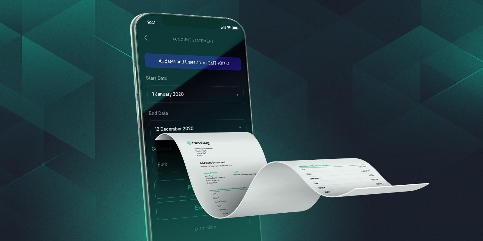 Account statement Swissborg app