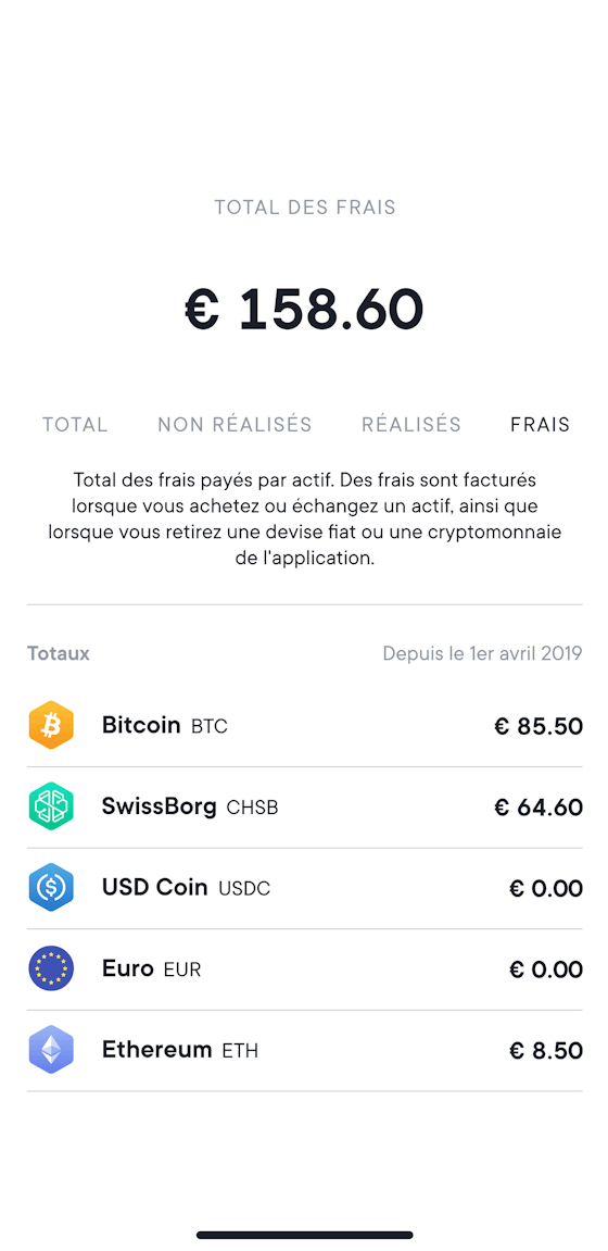 Portfolio fees screen